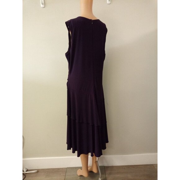Luxe by Carmen Marc Valvo Women's Purple Midi Dress Size 18W - Picture 3 of 6